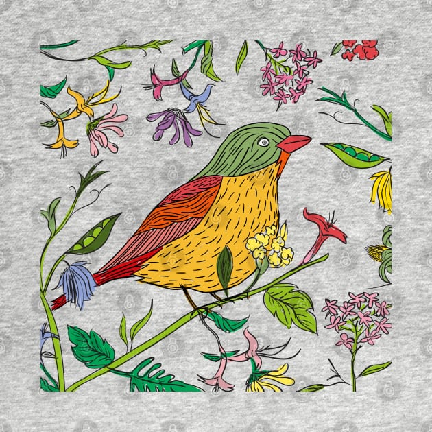 Hand Drawn Bird Spring by Mako Design 